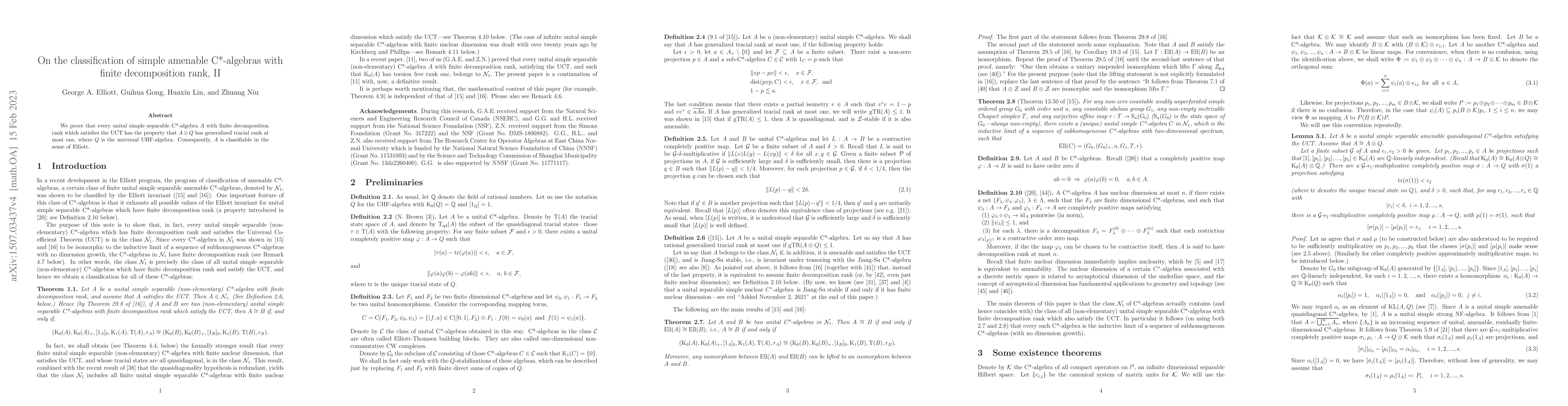Thumbnail for On the classification of simple amenable $C*$-algebras with finite
  decomposition rank, II