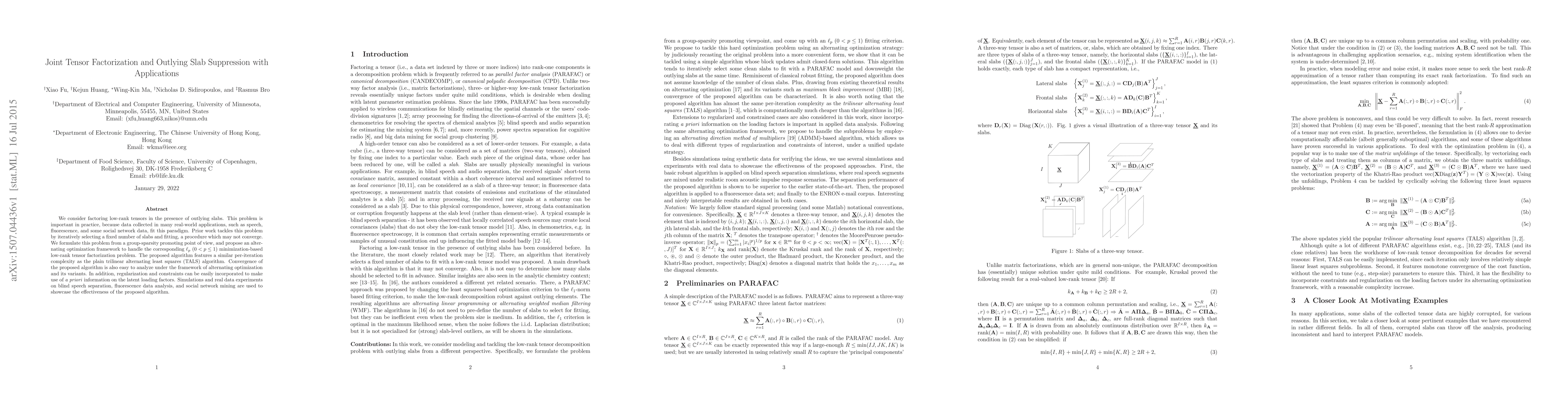Thumbnail for Joint Tensor Factorization and Outlying Slab Suppression with
  Applications