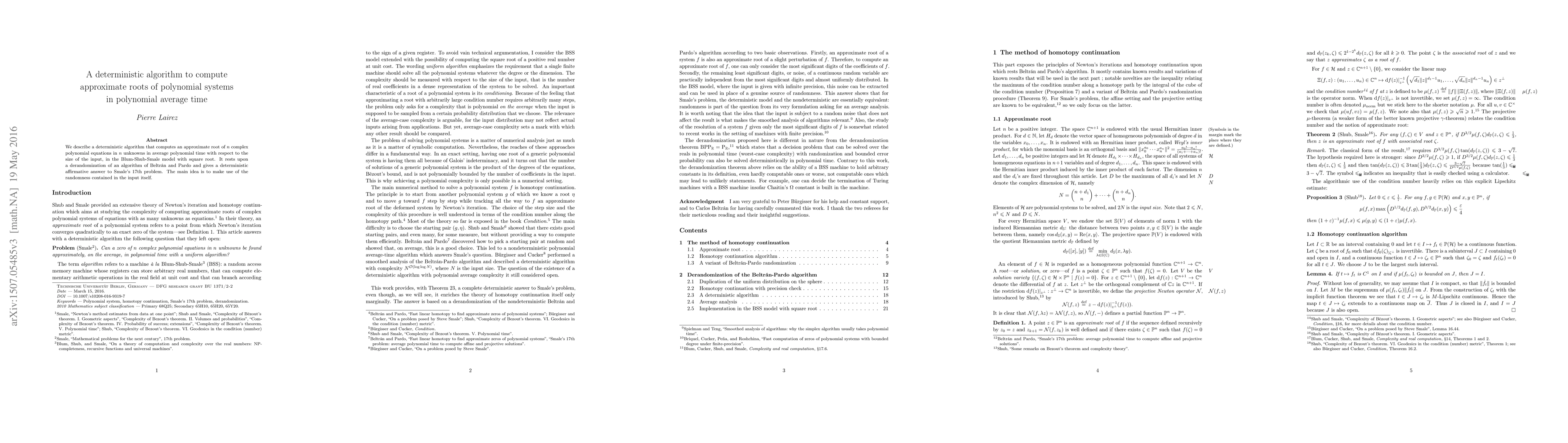 Thumbnail for A deterministic algorithm to compute approximate roots of polynomial
  systems in polynomial average time