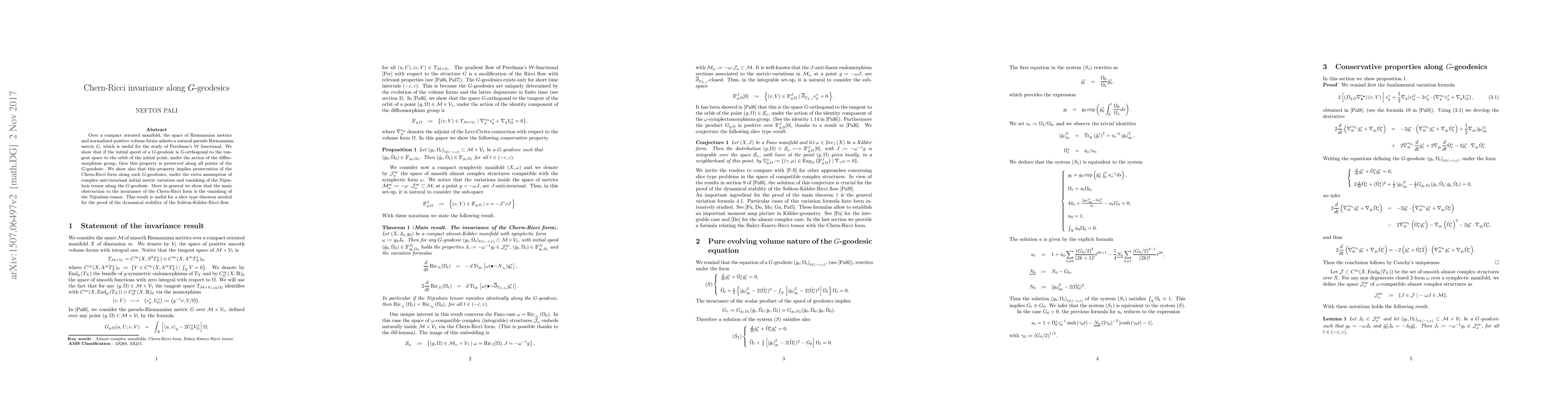 Thumbnail for Chern-Ricci invariance along G-geodesics