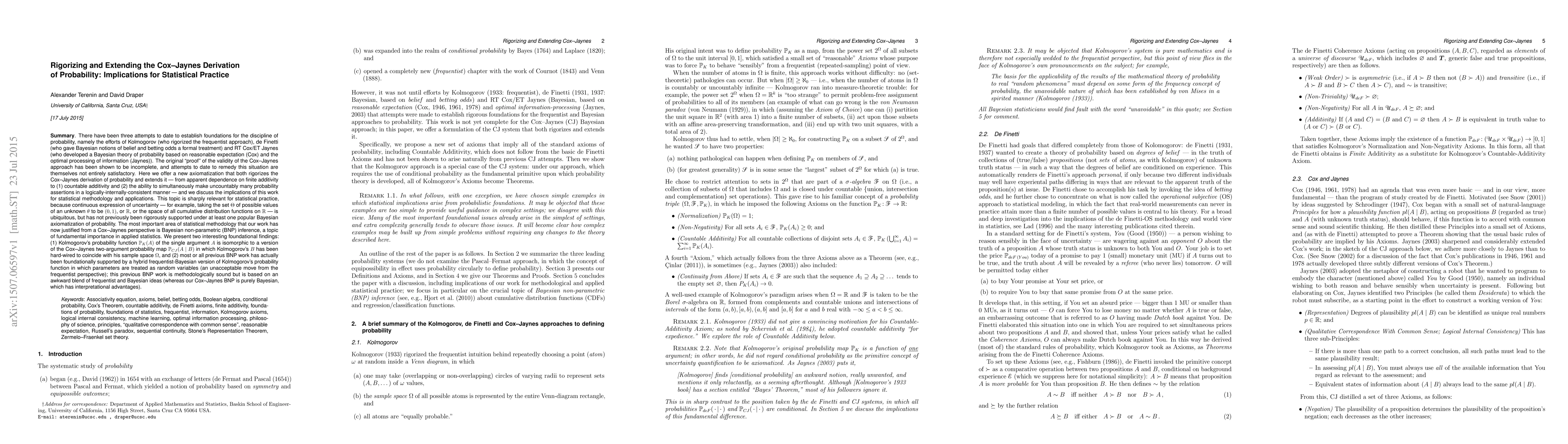 Thumbnail for Cox's Theorem and the Jaynesian Interpretation of Probability