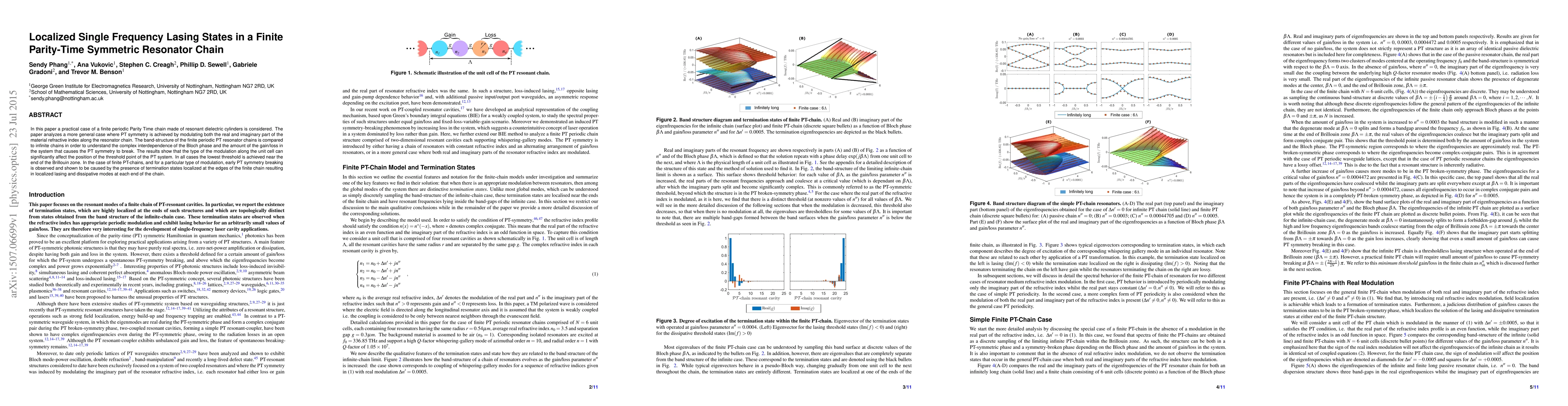 Thumbnail for Localized Single Frequency Lasing States in a Finite Parity-Time
  Symmetric Resonator Chain