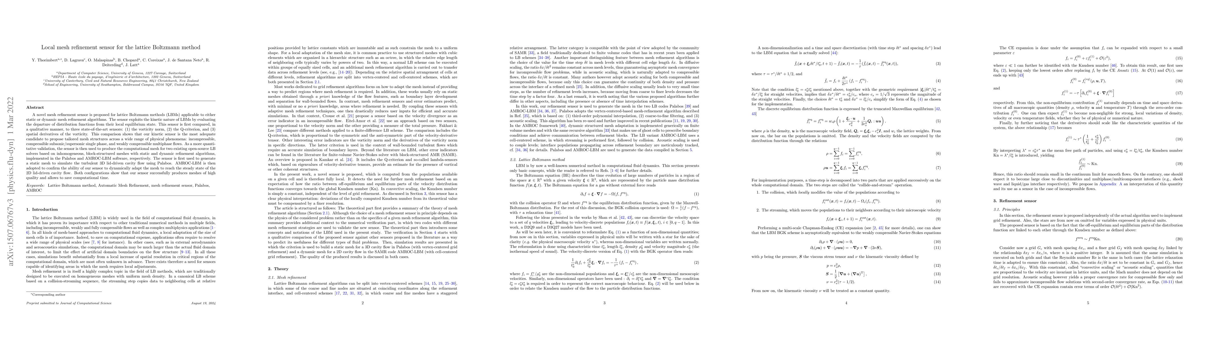Thumbnail for Local mesh refinement sensor for the lattice Boltzmann method