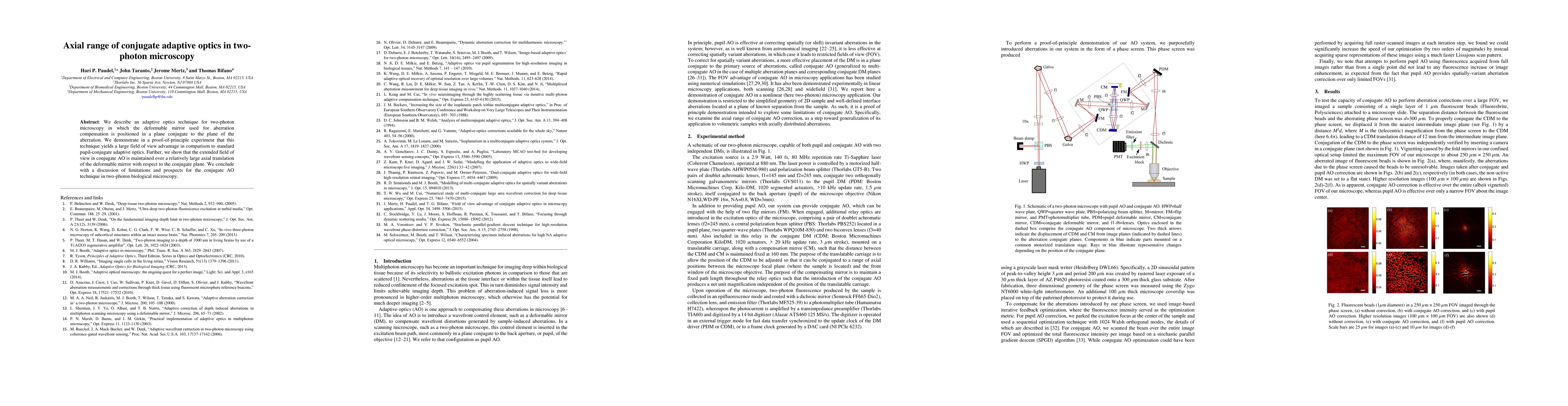 Thumbnail for Axial range of conjugate adaptive optics in two-photon microscopy