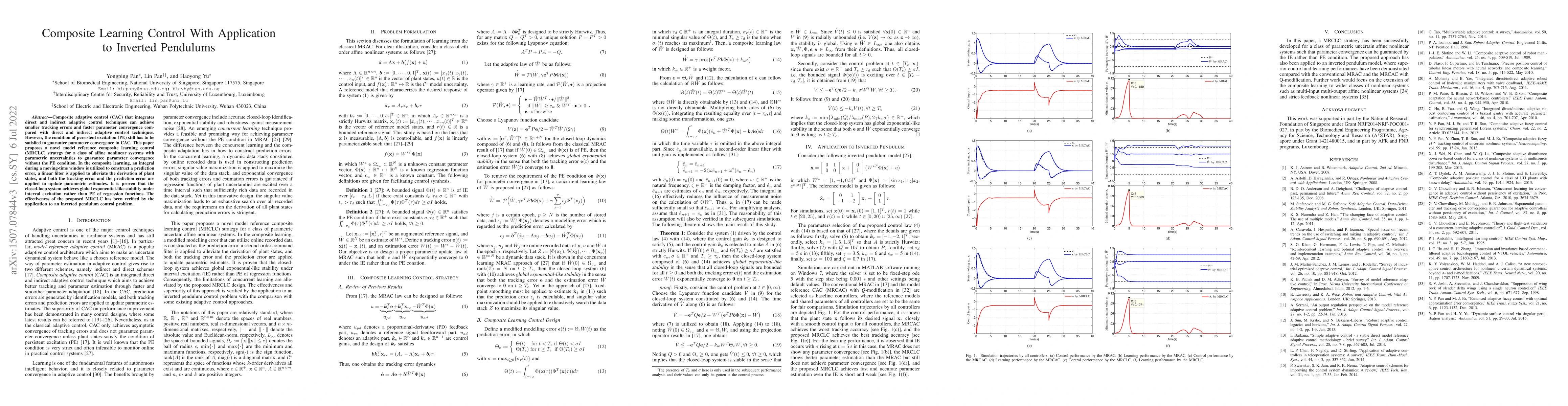 Thumbnail for Composite learning control with application to inverted pendulums