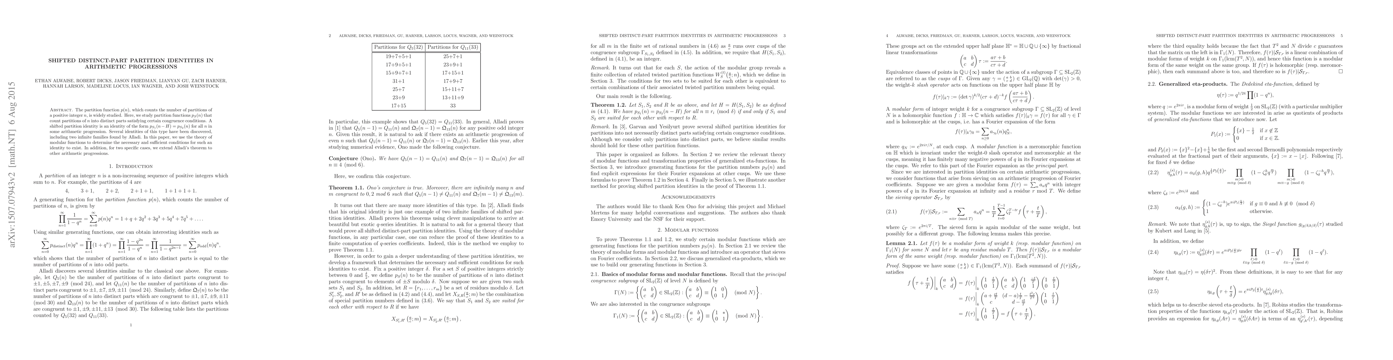 Thumbnail for Shifted distinct-part partition identities in arithmetic progressions