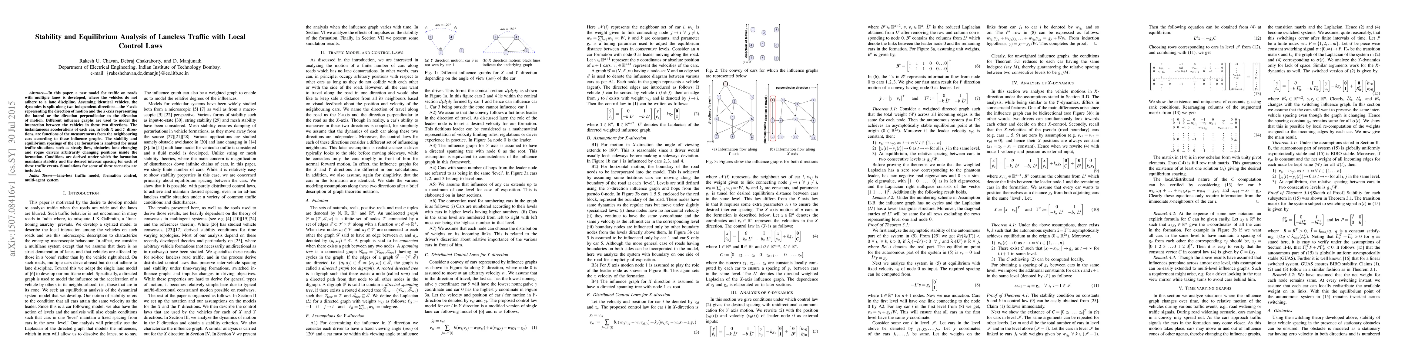 Thumbnail for Stability and Equilibrium Analysis of Laneless Traffic with Local
  Control Laws