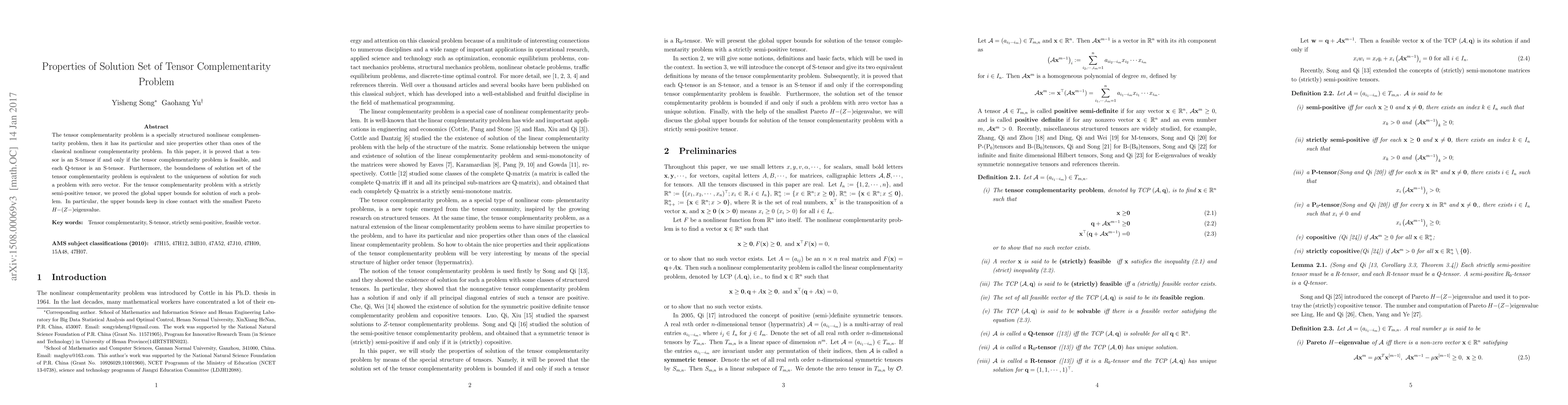 Thumbnail for Properties of Solution set of Tensor Complementarity Problem