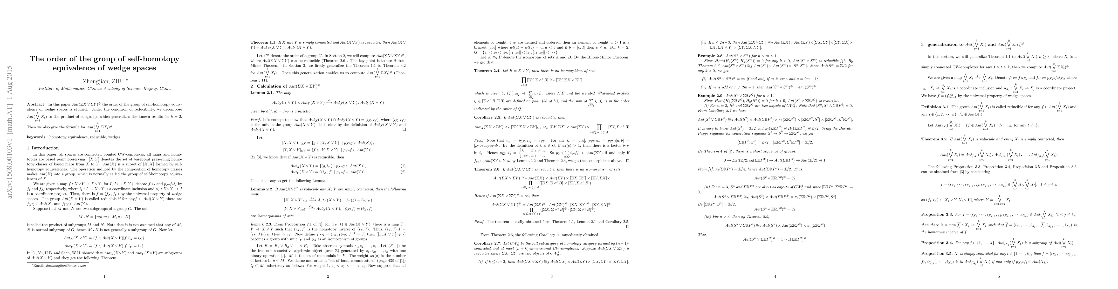Thumbnail for The order of the group of self-homotopy equivalence of wedge spaces