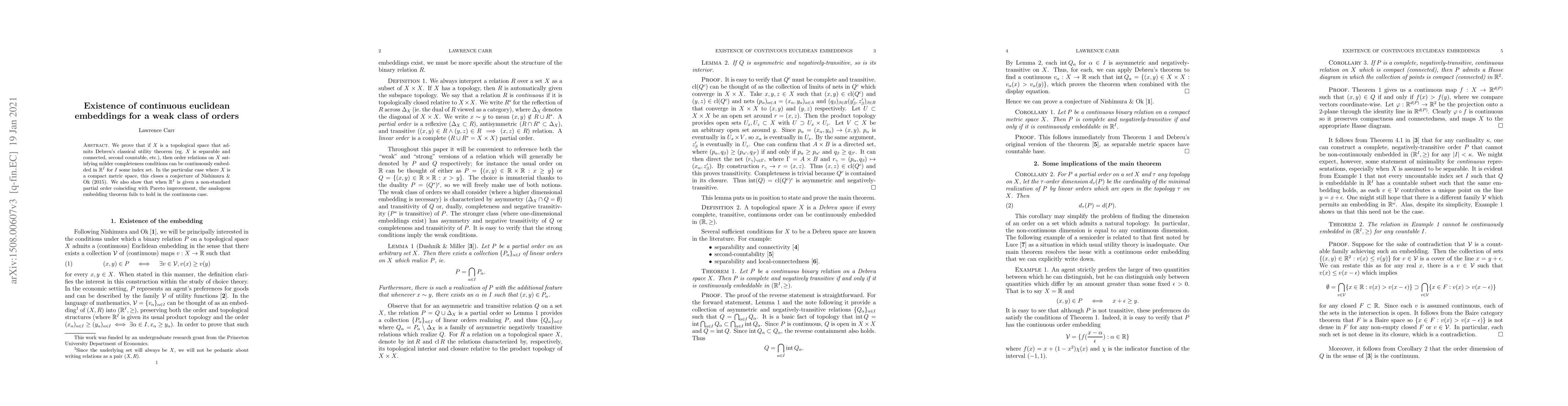 Thumbnail for Existence of continuous euclidean embeddings for a weak class of orders