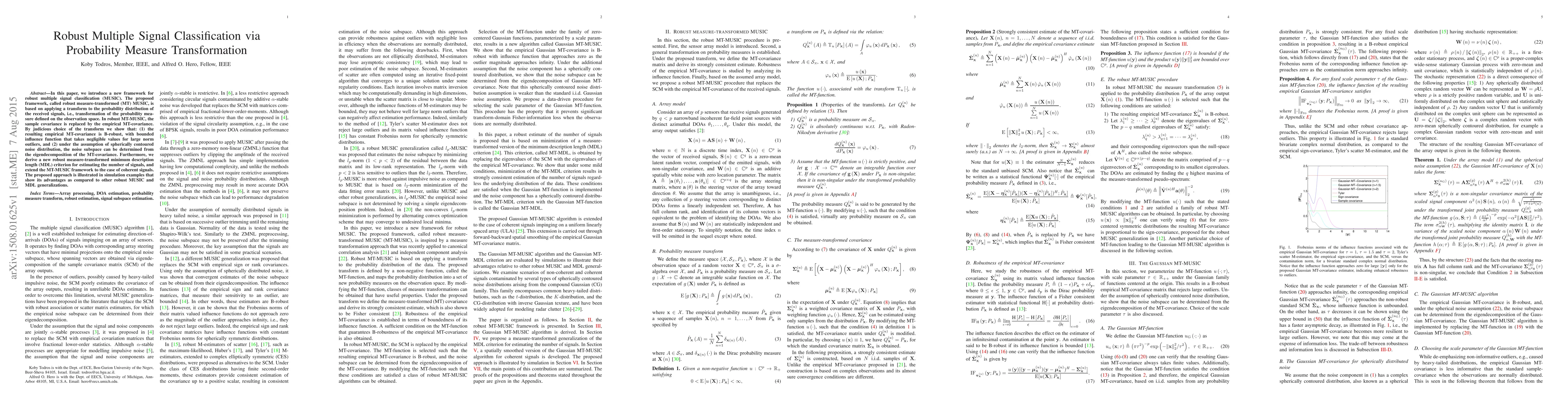 Thumbnail for Robust Multiple Signal Classification via Probability Measure
  Transformation
