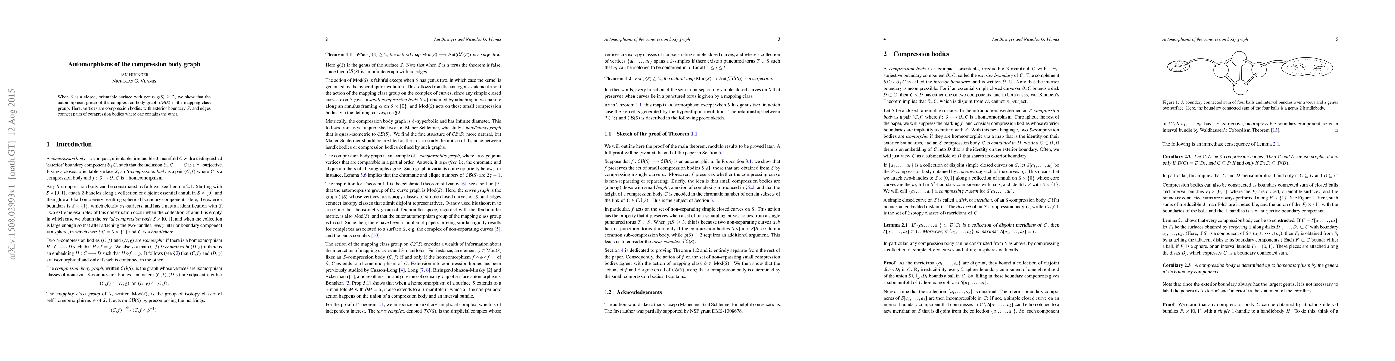 Thumbnail for Automorphisms of the compression body graph