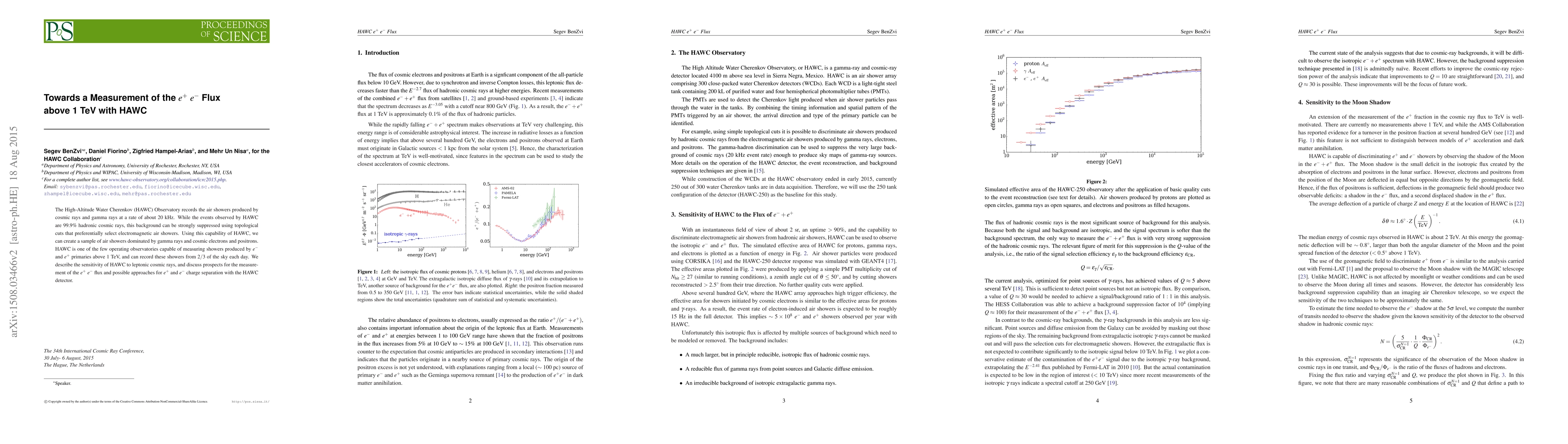 Thumbnail for Towards a Measurement of the $e^+e^-$ Flux above 1 TeV with HAWC