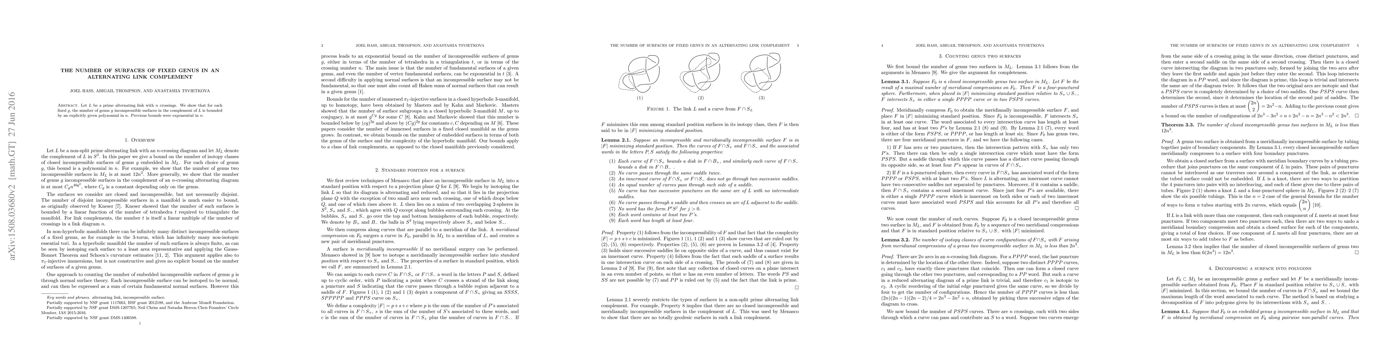 Thumbnail for The number of surfaces of fixed genus in an alternating link complement