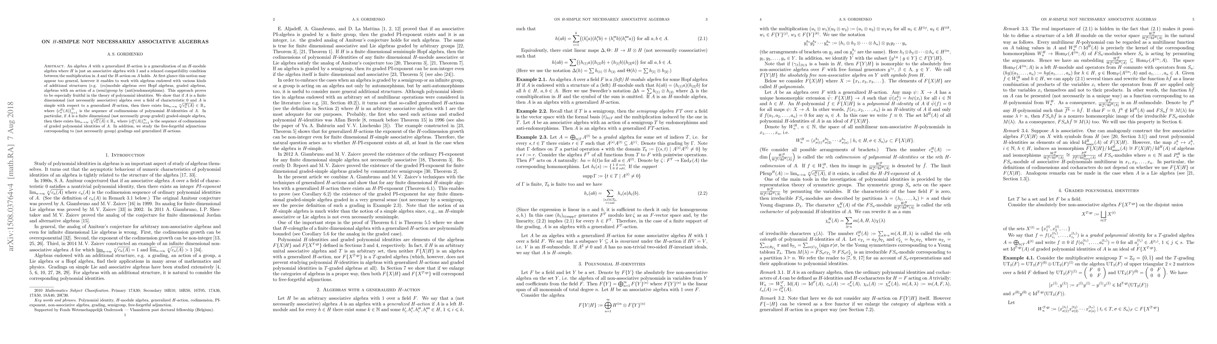 Thumbnail for On $H$-simple not necessarily associative algebras