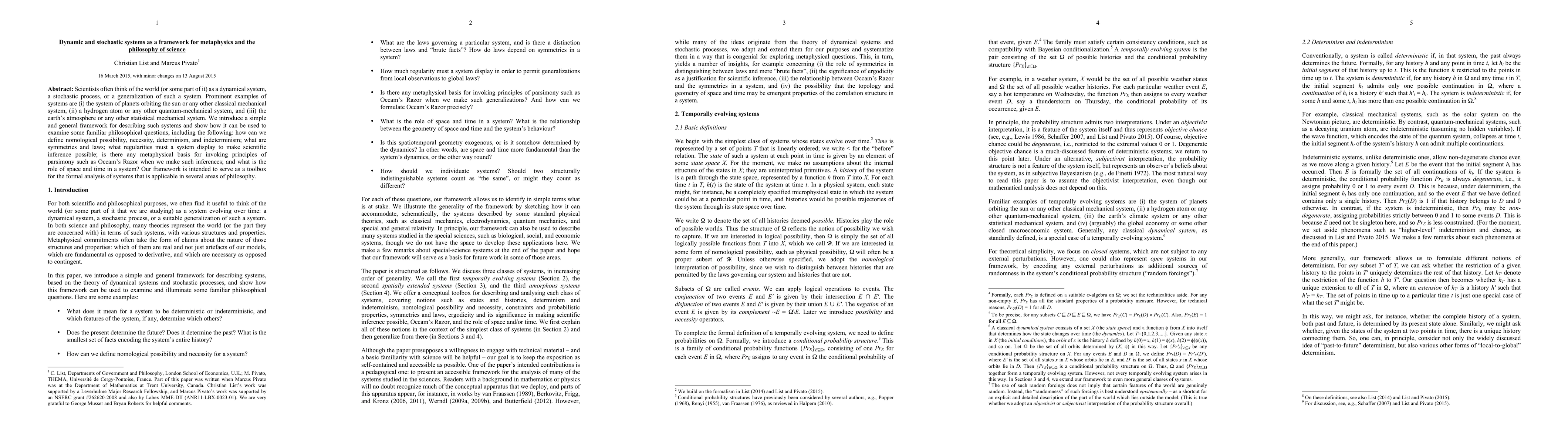 Thumbnail for Dynamic and stochastic systems as a framework for metaphysics and the
  philosophy of science