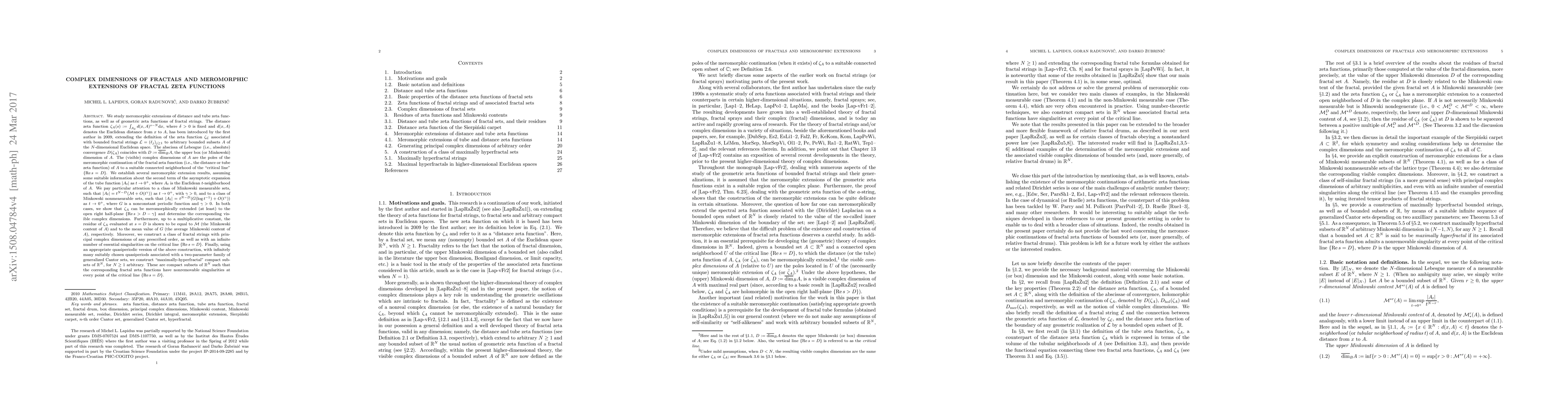 Thumbnail for Complex dimensions of fractals and meromorphic extensions of fractal
  zeta functions