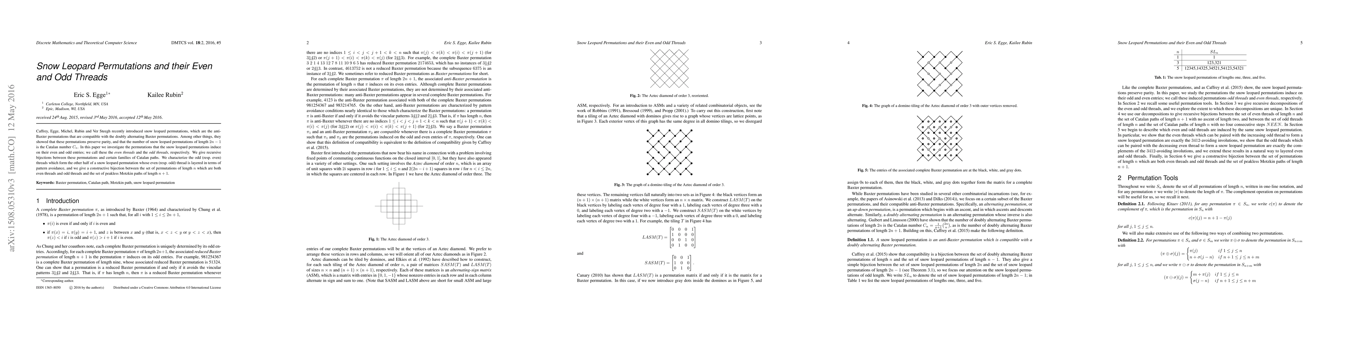Thumbnail for Snow Leopard Permutations and Their Even and Odd Threads