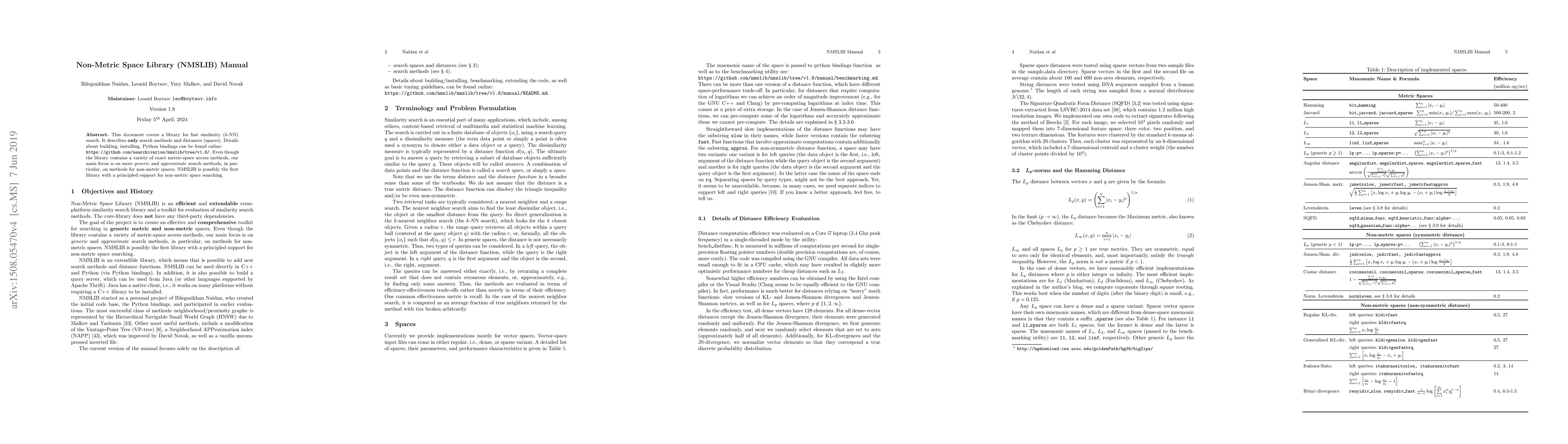 Thumbnail for Non-Metric Space Library Manual