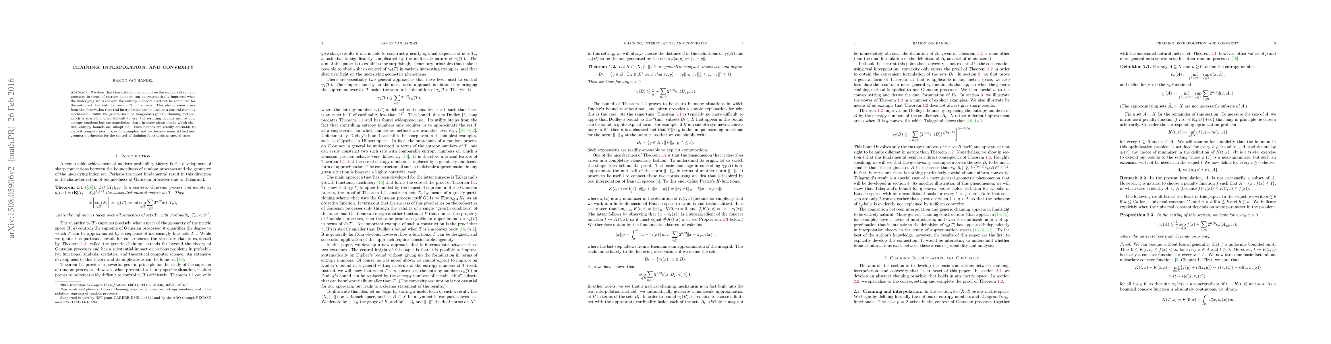 Thumbnail for Chaining, Interpolation, and Convexity
