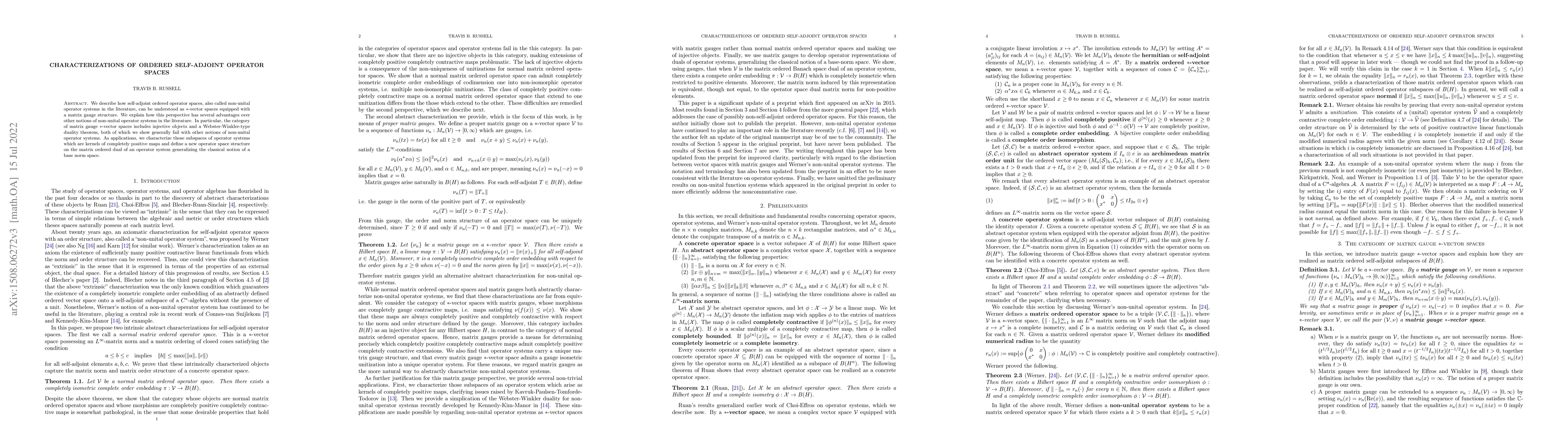 Thumbnail for Characterizations of Ordered Self-adjoint Operator Spaces