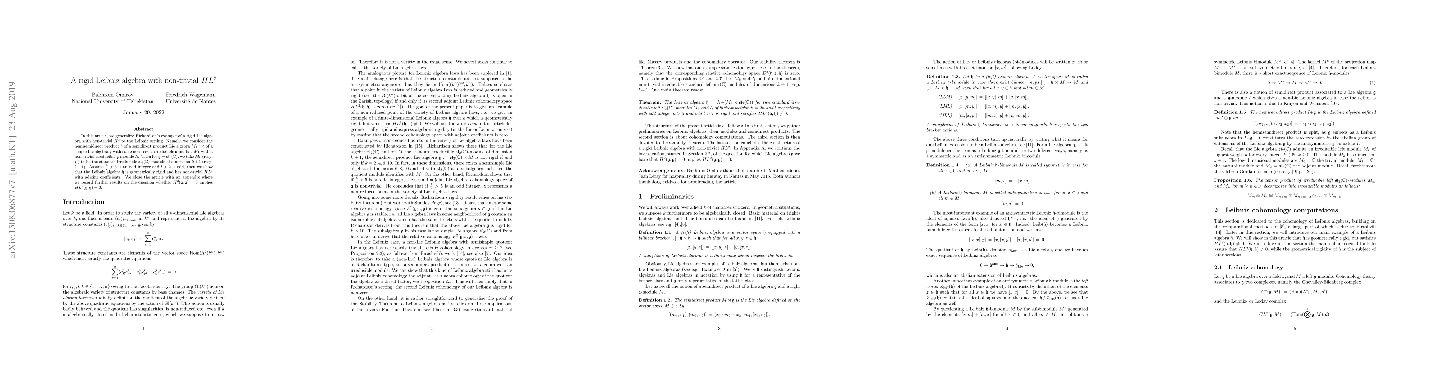 Thumbnail for A rigid Leibniz algebra with non-trivial HL^2