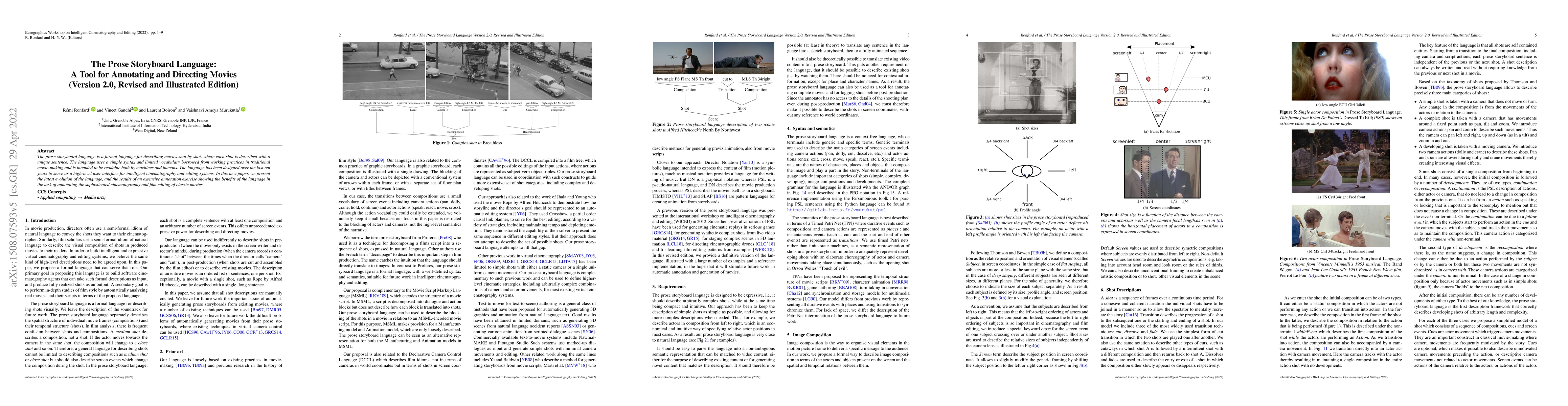 Thumbnail for The Prose Storyboard Language: A Tool for Annotating and Directing
  Movies