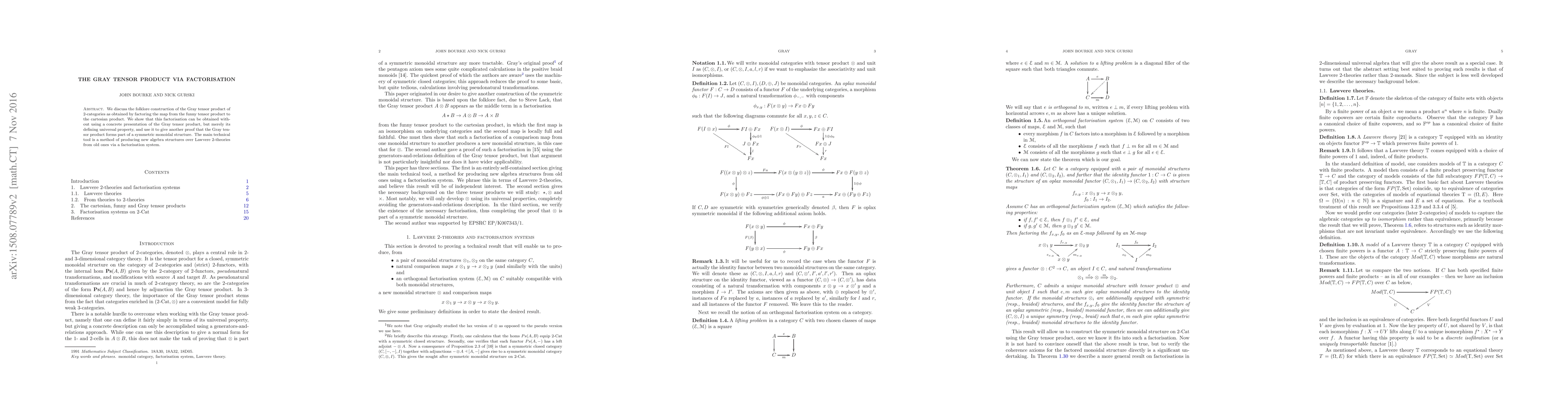 Thumbnail for The Gray tensor product via factorisation