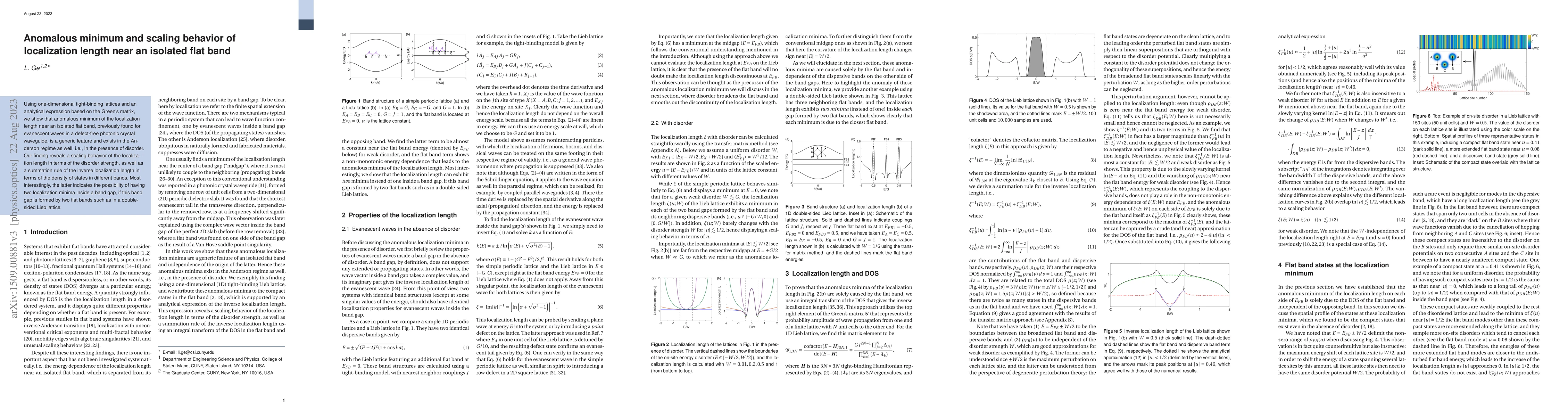 Thumbnail for Anomalous minimum and scaling behavior of localization length near an
  isolated flat band
