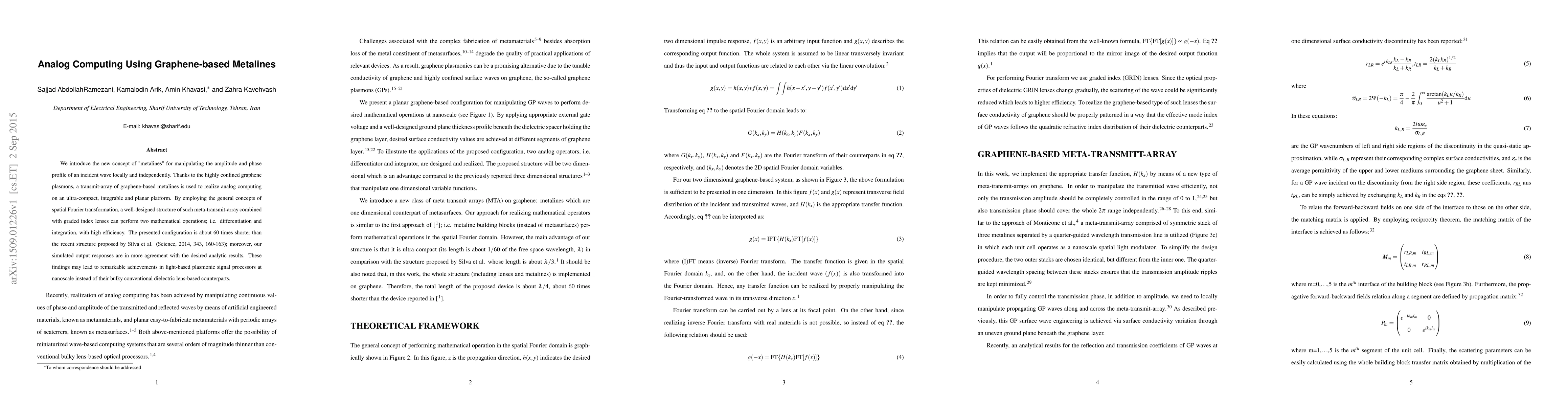 Thumbnail for Analog Computing Using Graphene-based Metalines