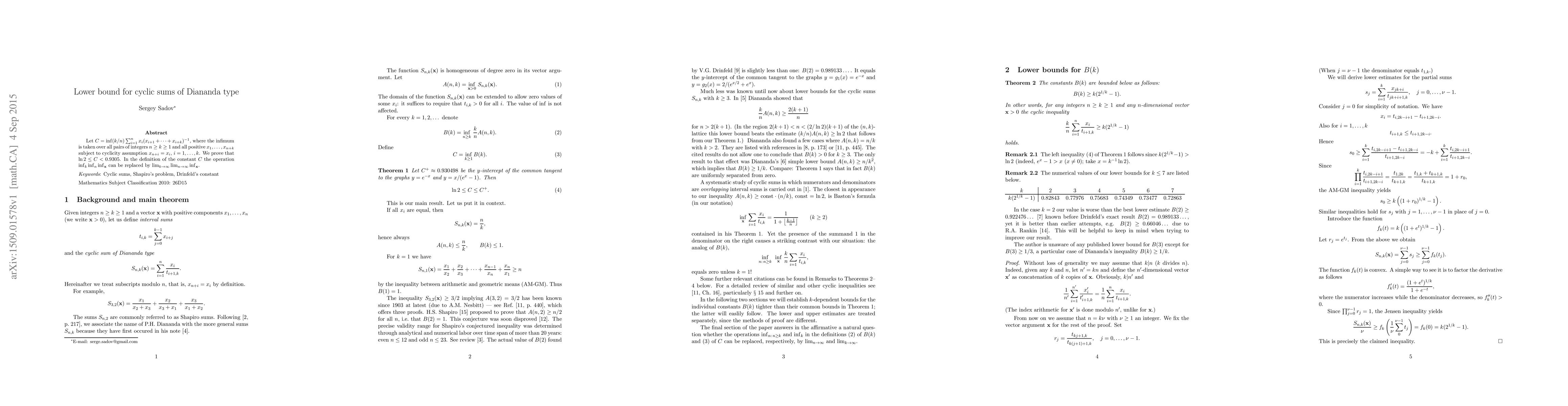 Thumbnail for Lower bound for cyclic sums of Diananda type
