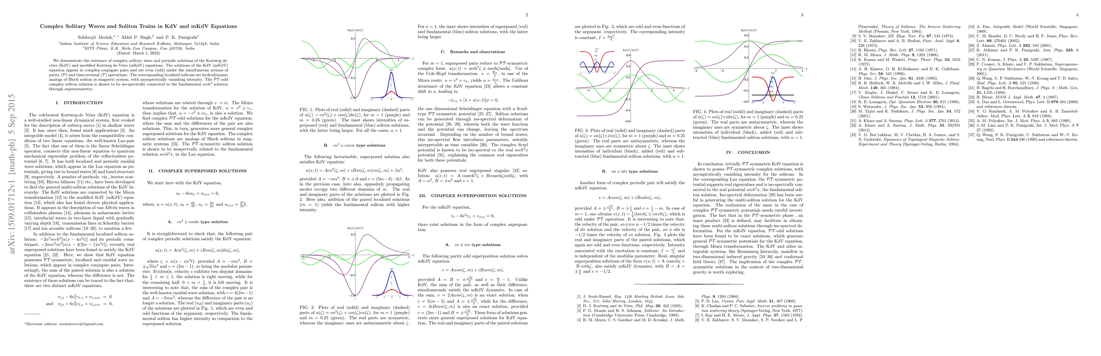 Thumbnail for Complex Solitary Waves and Soliton Trains in KdV and mKdV Equations