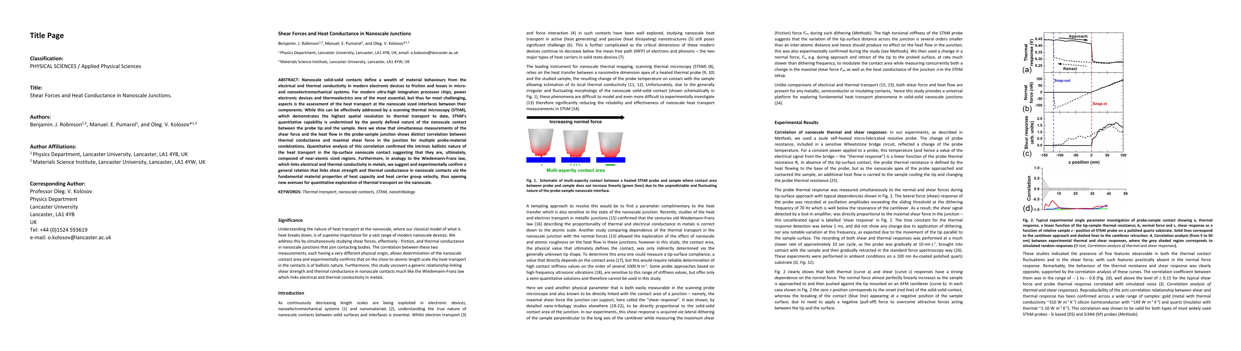 Thumbnail for Shear Forces and Heat Conductance in Nanoscale Junctions