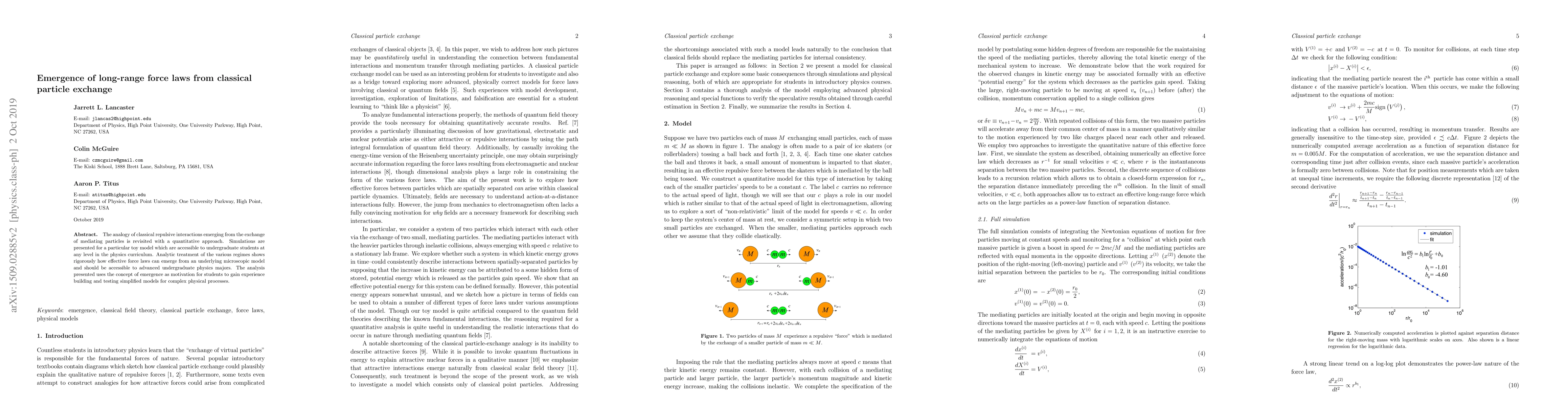 Thumbnail for Emergence of long-range force laws from classical particle exchange