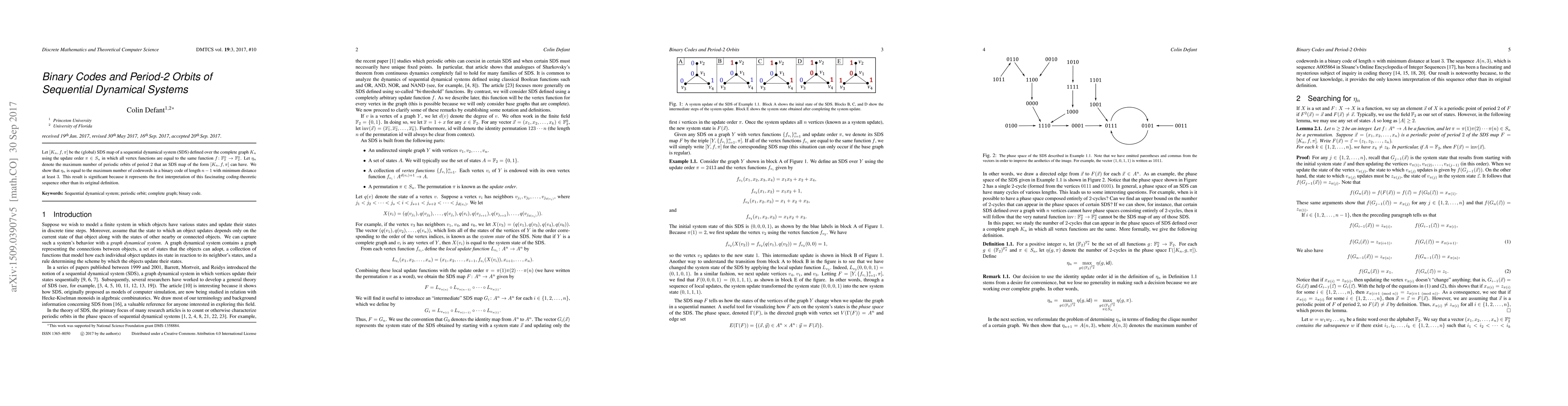 Thumbnail for Binary Codes and Period-2 Orbits of Sequential Dynamical Systems