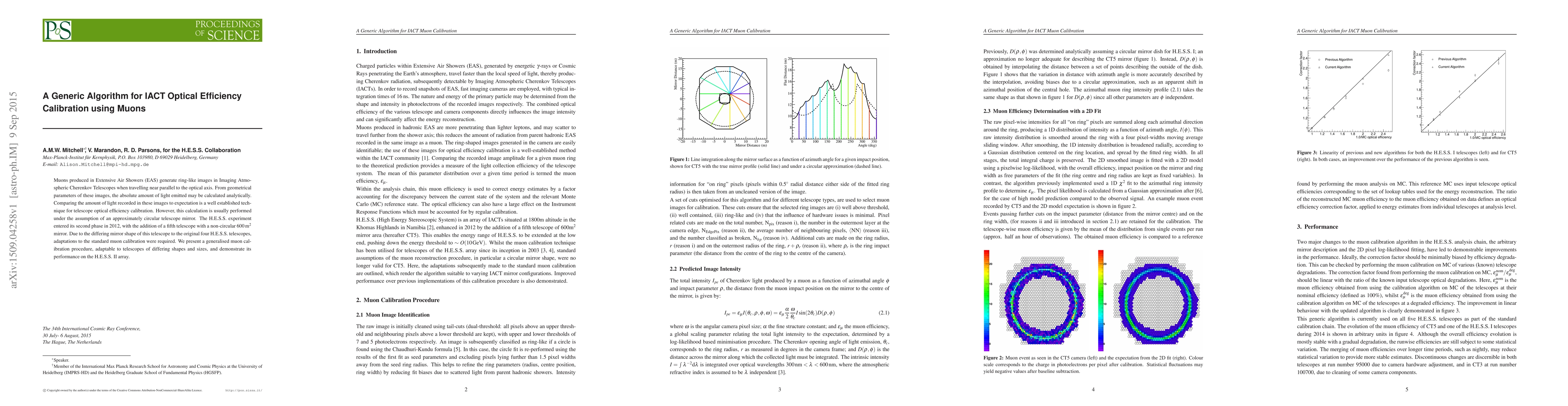 Thumbnail for A Generic Algorithm for IACT Optical Efficiency Calibration using Muons