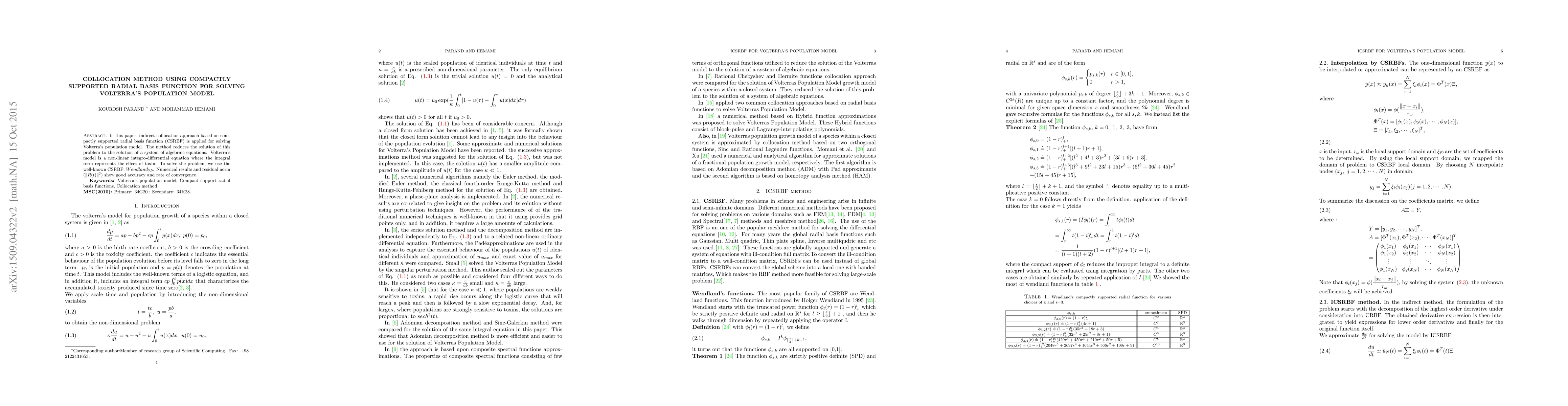 Thumbnail for Collocation Method using Compactly Supported Radial Basis Function for
  Solving Volterra's Population Model