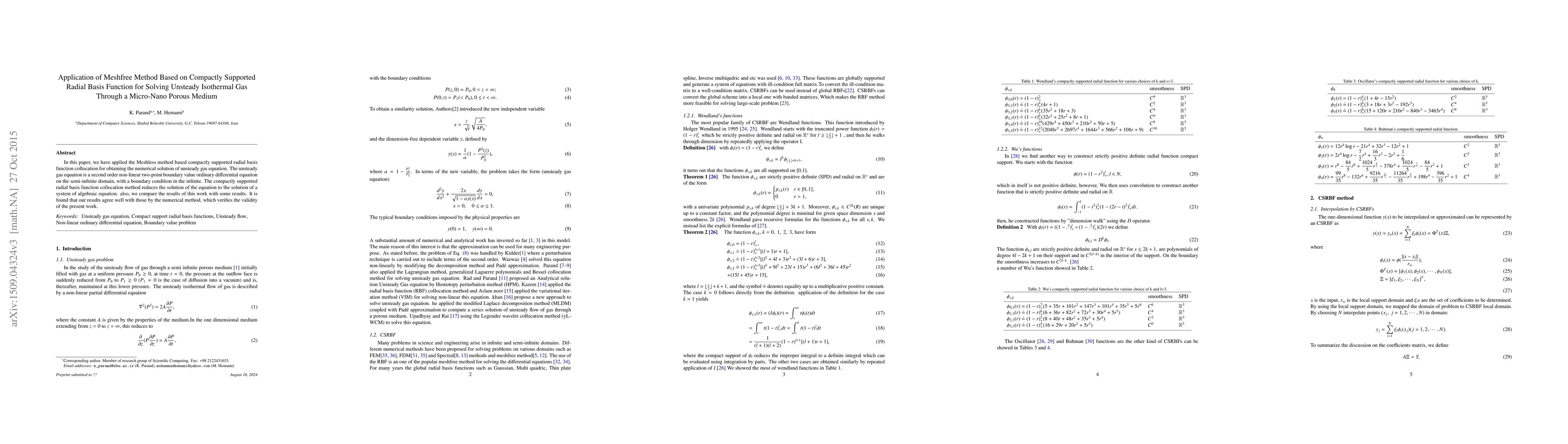 Thumbnail for Application of Meshfree Method Based on Compactly Supported Radial Basis
  Function for Solving Unsteady Isothermal Gas Through a Micro-Nano Porous
  Medium