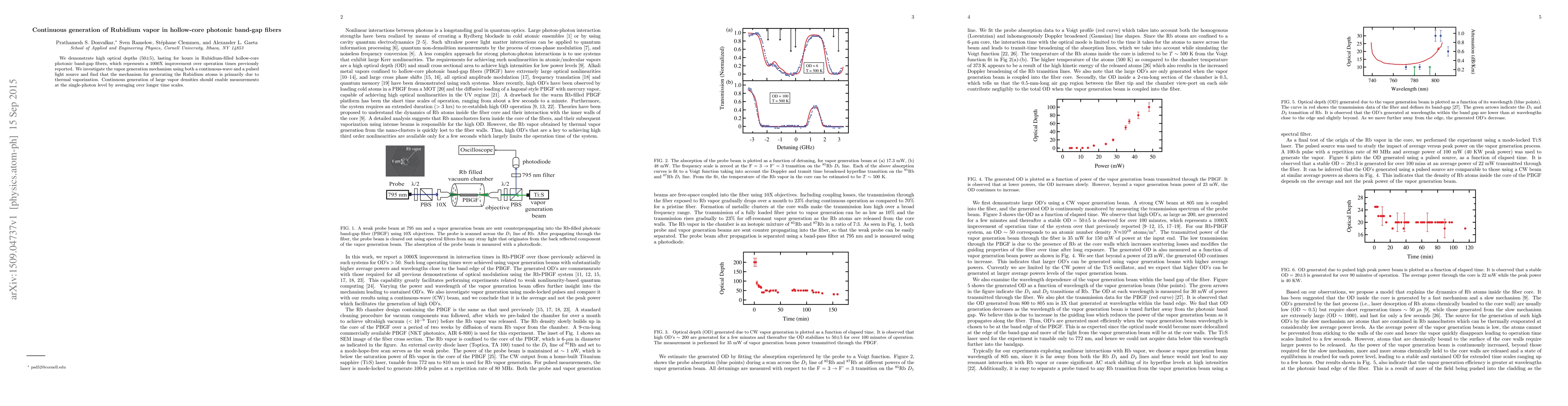 Thumbnail for Continuous generation of Rubidium vapor in hollow-core photonic band-gap
  fibers