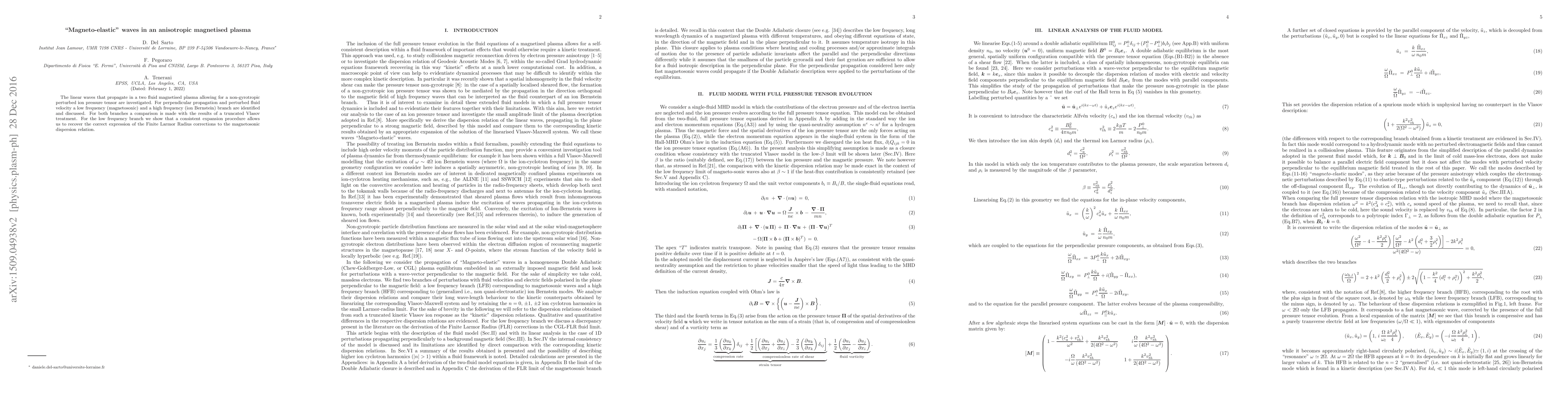 Thumbnail for "Magneto-elastic" waves in an anisotropic magnetised plasma