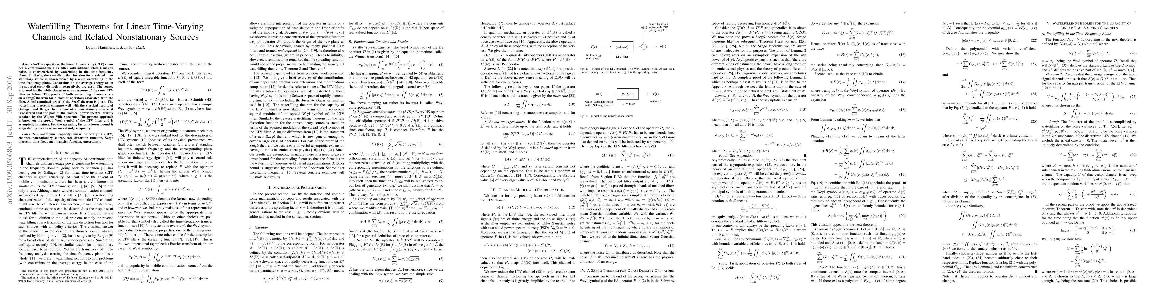 Thumbnail for Waterfilling Theorems for Linear Time-Varying Channels and Related
  Nonstationary Sources