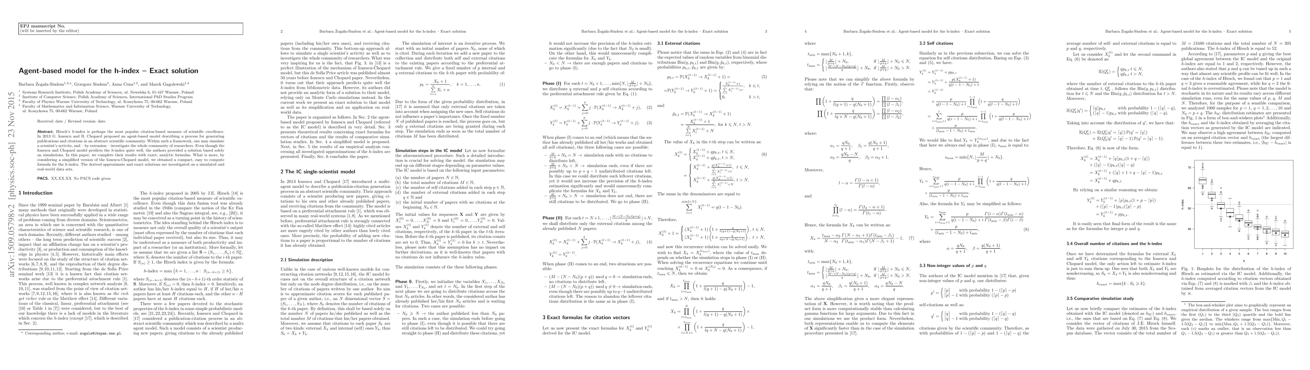 Thumbnail for Agent-based model for the h-index - Exact solution