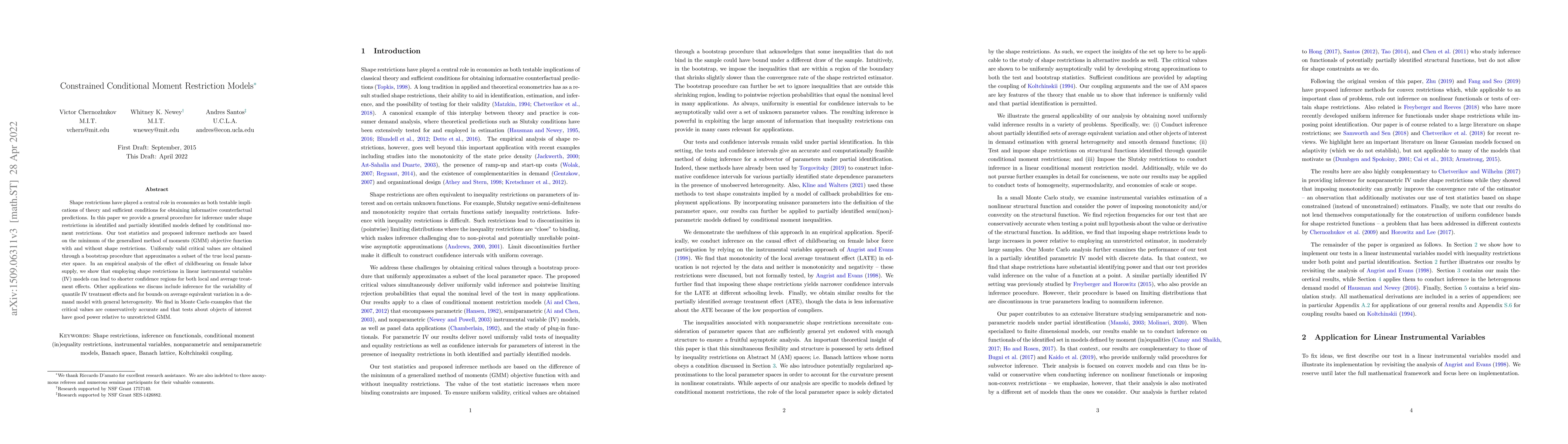 Thumbnail for Constrained Conditional Moment Restriction Models