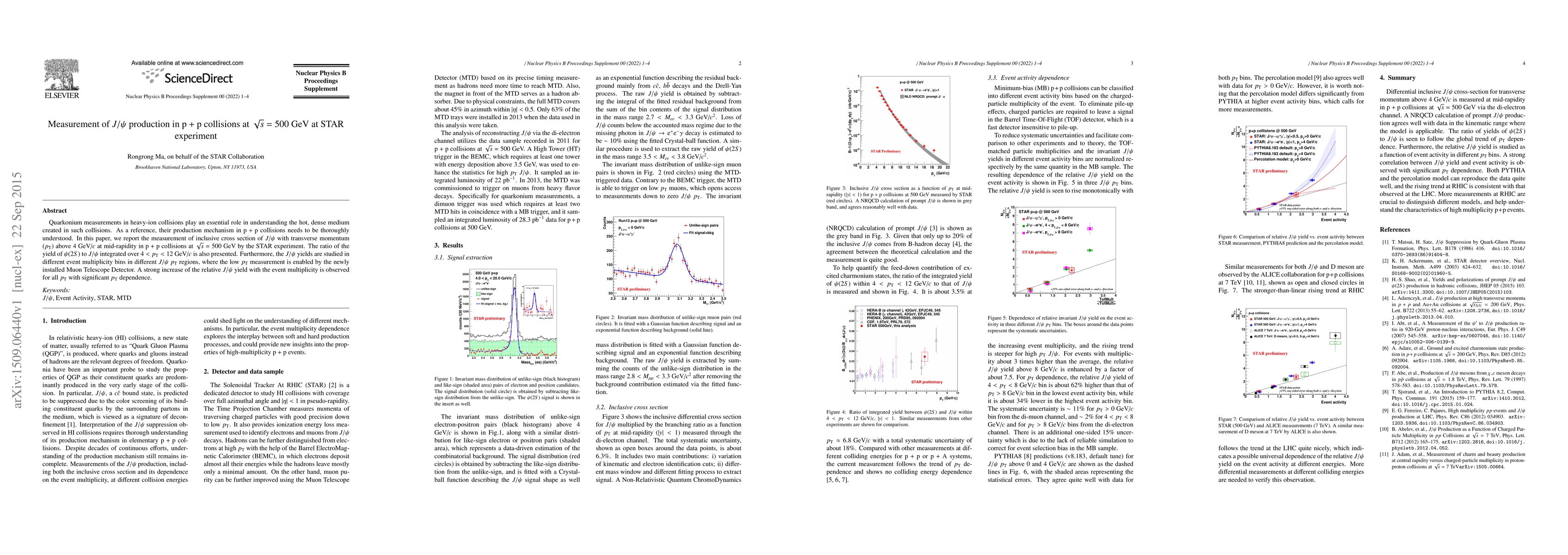 Thumbnail for Measurement of jpsi production in p+p collisions at \sqrts = 500 GeV at
  STAR experiment
