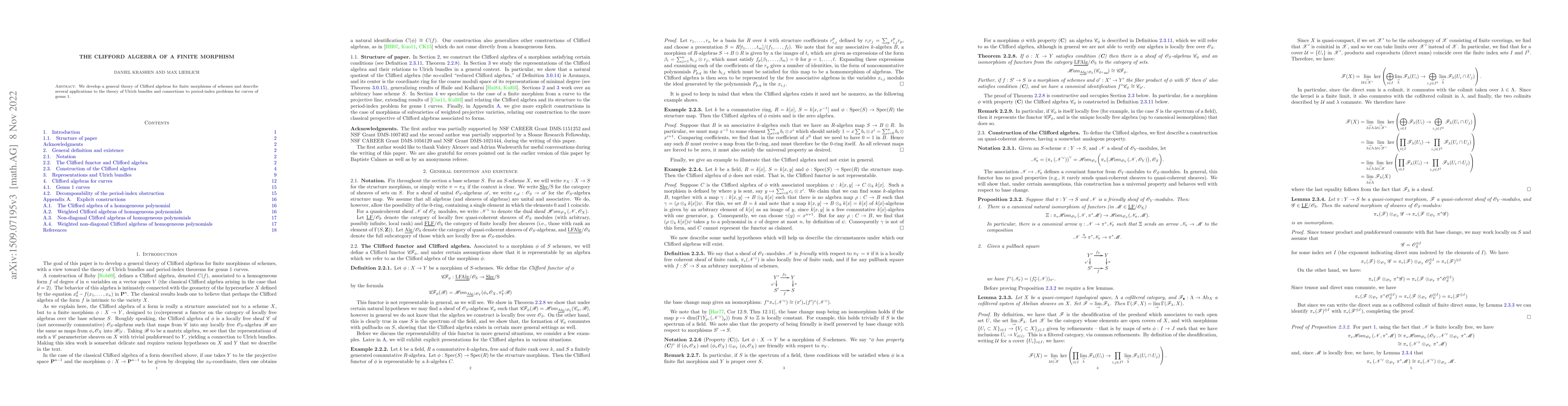 Thumbnail for The Clifford algebra of a finite morphism