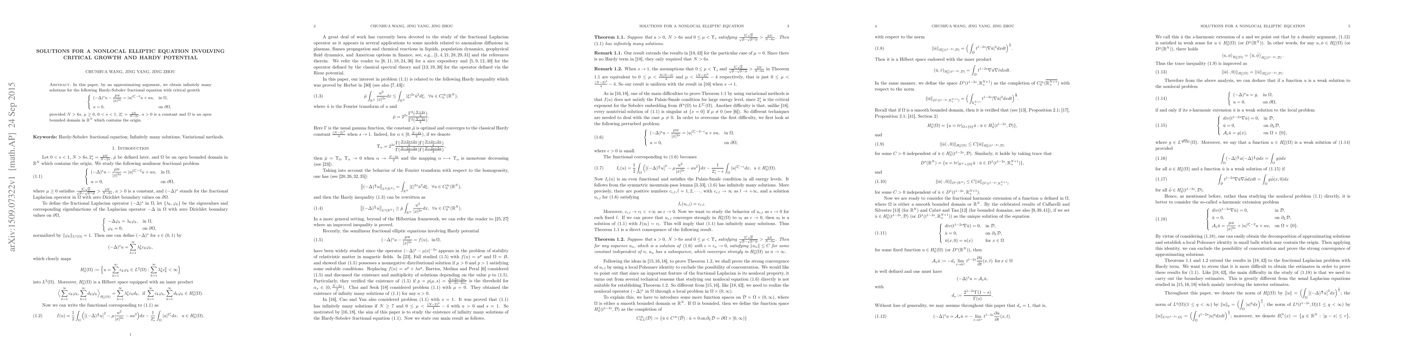Thumbnail for Solutions for a nonlocal elliptic equation involving critical growth and
  Hardy potential