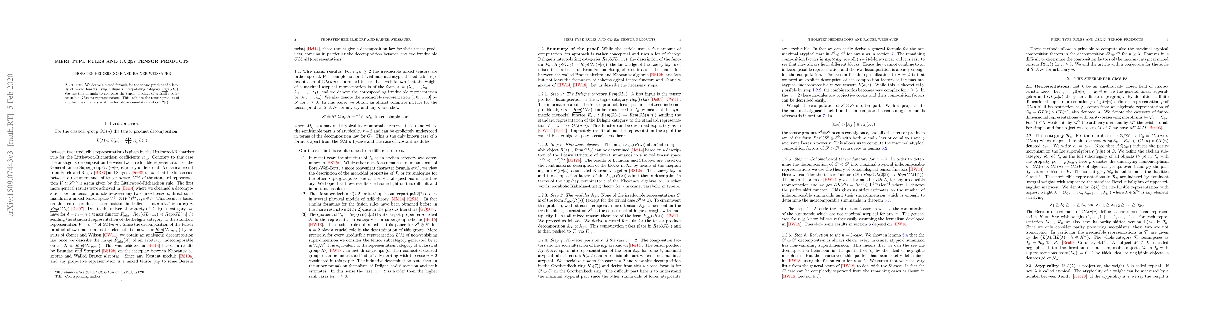 Thumbnail for Pieri type rules and $GL(2|2)$ tensor products