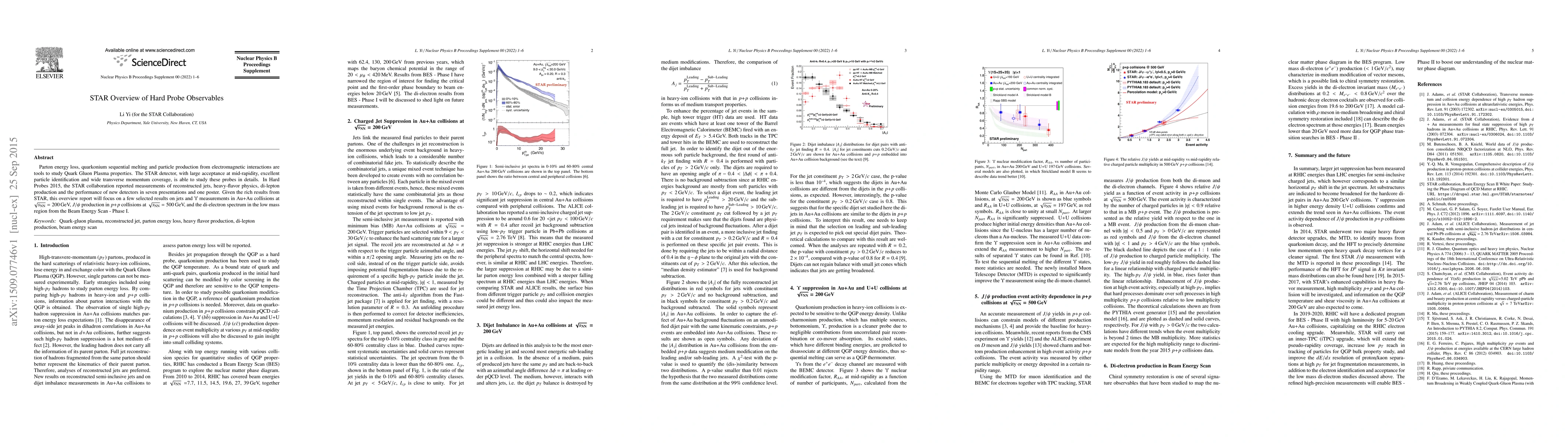 Thumbnail for STAR Overview of Hard Probe Observables