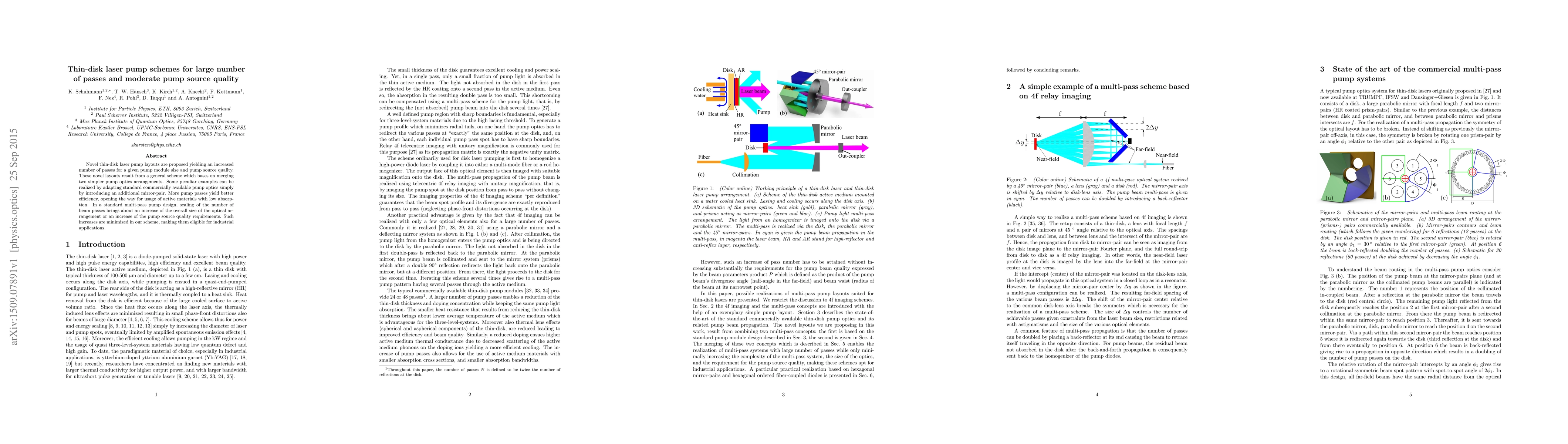 Thumbnail for Thin-disk laser pump schemes for large number of passes and moderate
  pump source quality