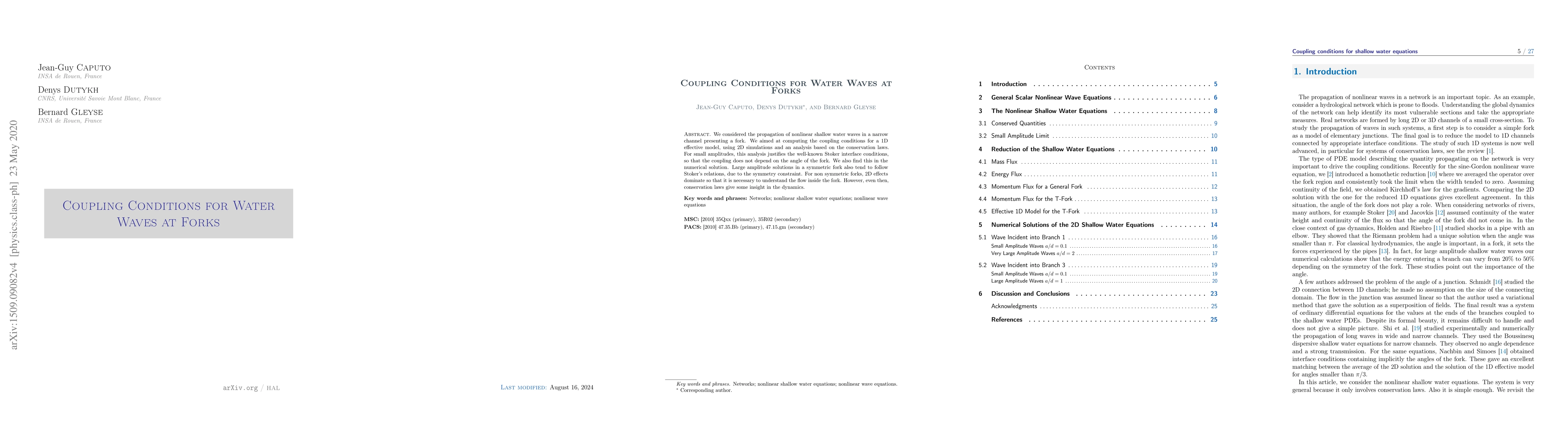 Thumbnail for Coupling Conditions for Water Waves at Forks